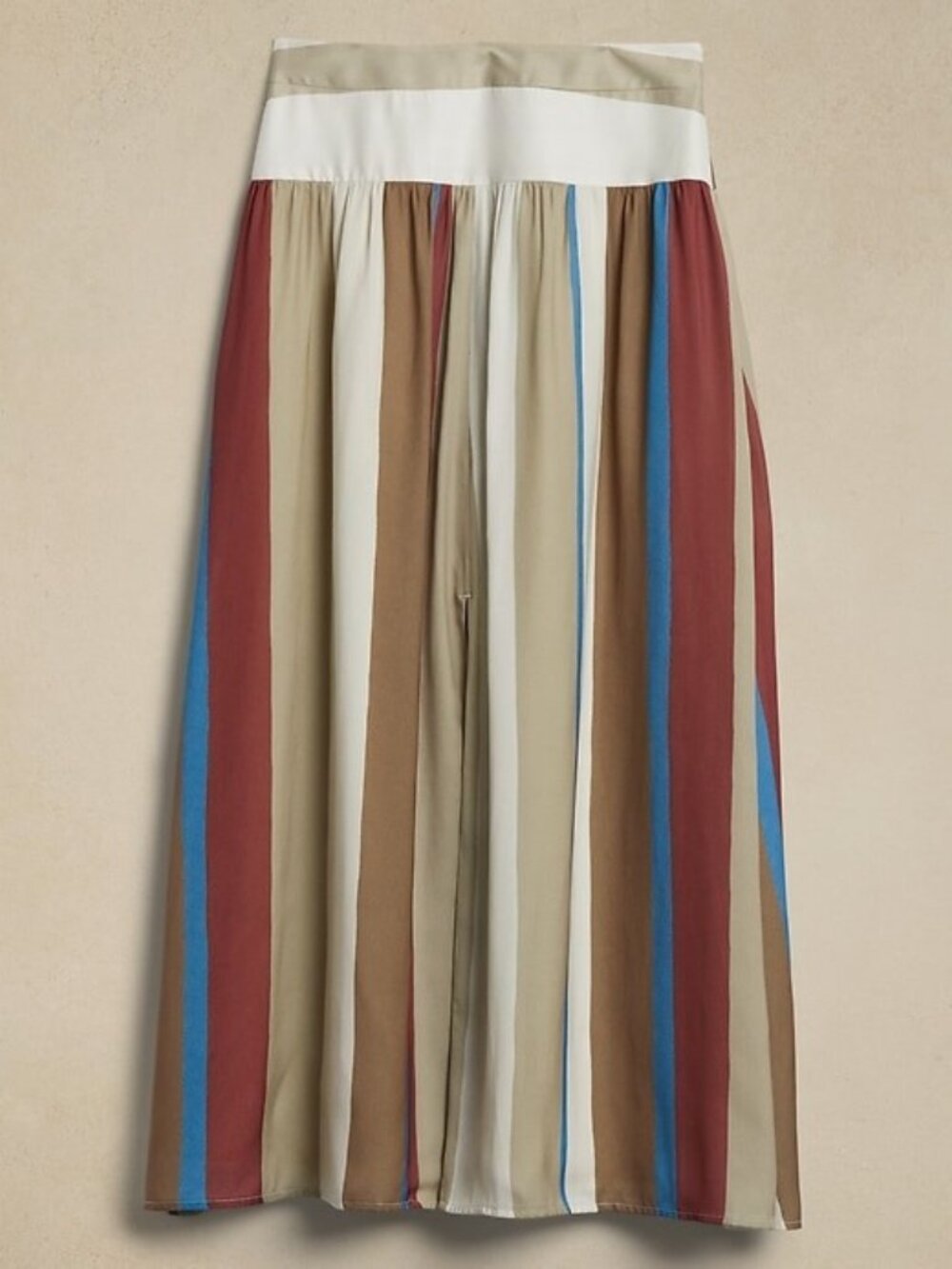 Banana Republic Drop Waist Maxi Skirt Silky Stripe Slit Sz 12P - Picture 2 of 5